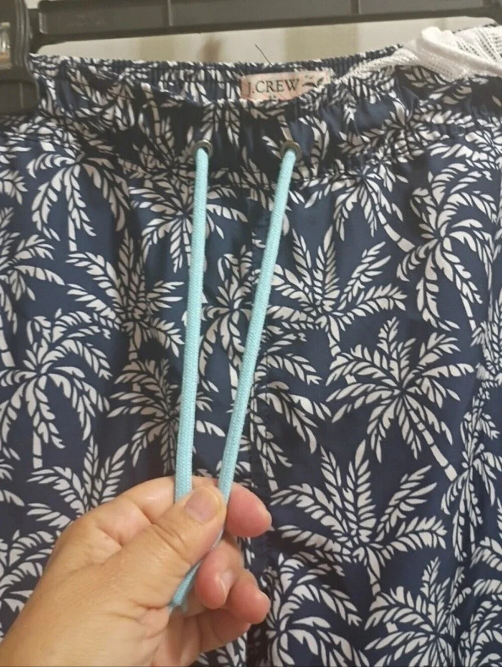 J. CREW FLEX SWIMWEAR Men's Palm Tree Blue/White  Size Large